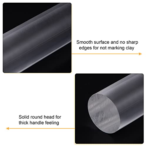 HARFINGTON Acrylic Clay Roller 9 Inch x 1 Inch Solid Non-Stick Plastic Round Tube Roller Polymer Clay Rod Fondant Rolling Pin for Shaping, Sculpting, Modeling DIY Crafts, Transparent - color: Transparent, size: 9 Inch x 1 Inch