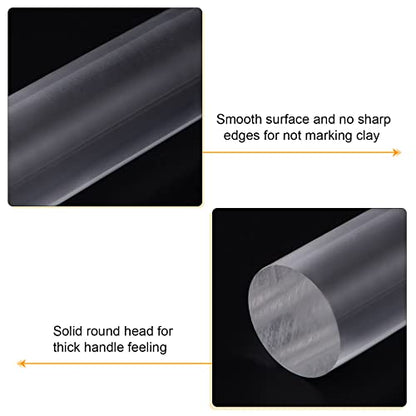 HARFINGTON Acrylic Clay Roller 9 Inch x 1 Inch Solid Non-Stick Plastic Round Tube Roller Polymer Clay Rod Fondant Rolling Pin for Shaping, Sculpting, Modeling DIY Crafts, Transparent - color: Transparent, size: 9 Inch x 1 Inch