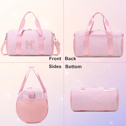 Girls Gym Bag Dance Bags Personalized Initial Ballet Bags Travel Tote with Adjustable Straps,Birthday Gifts for Women Girls Kids Teens (Pink-M) - color: Pnk, style: M