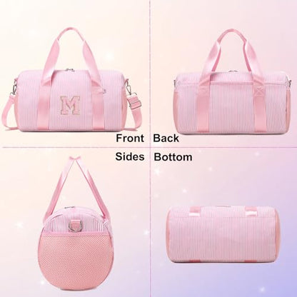 Girls Gym Bag Dance Bags Personalized Initial Ballet Bags Travel Tote with Adjustable Straps,Birthday Gifts for Women Girls Kids Teens (Pink-M) - color: Pnk, style: M