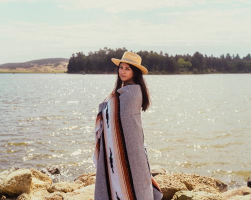 Open Road Goods Mexican Diamond Blanket - XL Heavyweight Yoga Blanket – Handmade in Mexico - Thick Boho Serape Saltillo Style Throw for Beach, Picnic, Home, Camping and More! (Grey Baja) - color: Grey Baja