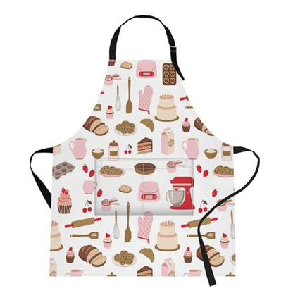 Apron with Pockets, 32x28 inch, for Women Men, Cake Cookie | Pastry Baking Chef Waterproof Adjustable Bib Aprons for Kitchen Cooking Baking Painting Gardening - color: Pink 01