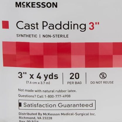 McKesson Cast Padding, Non-Sterile, White, Polyester, 4 yds, 3 in, 20 ct | Cast Padding,White,Polyester,NonSterile,Undercast,3 Inch X 4 Yard - size: 3 Inch X 4 Yard ( 20 ct)