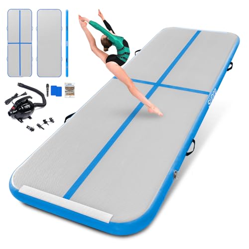 SUDOO Gymnastics Air Mat 10ft/13ft/16ft Inflatable Air Tumble Track Mat 4" Thick Tumbling Mat With Pump or No Pump for Training Tumble Yoga Cheerleading Parkour Beach Water Activities Home Use - color: Blue, size: 13ft*3.3ft*4in (4*1*0.1m)