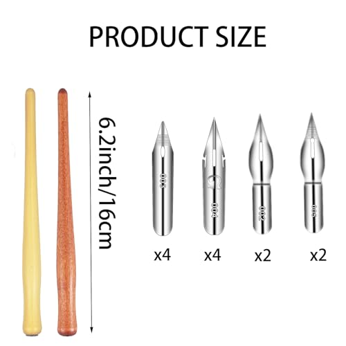 Dip Pen Set, calligraphy set,drawing pen Includes 2 Wooden Pen Holders and 12 Stainless Steel Nibs for Writing, Painting, Sketch, Signing