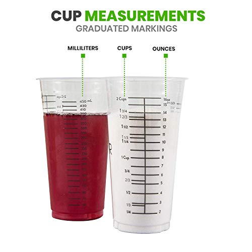 Disposable Measuring Cups for Resin – Pack of 20 16oz Clear Plastic Graduated Epoxy Mixing Cup for Paint, Resin, Stain – 1/2 Pint Reusable Plastic Measuring Cup for Cooking & Baking
