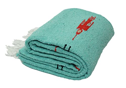 Open Road Goods Mexican Thunderbird Yoga Blanket, Handwoven Throw for Yoga, Meditation, and Home Décor – Versatile Blanket for Beach, Picnic, Camping, or Outdoor Use - color: Mint Green