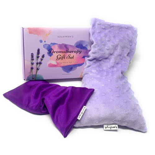 Microwavable Heat Pad & Eye Pillow - Gift Set - Lavender Scented Eye Pillow & Microwave Heating Pad Great Gifts for Women, Mom to Be Gift- Aromatherapy Sleeping Eye Mask for Yoga Headache Pain Relief
