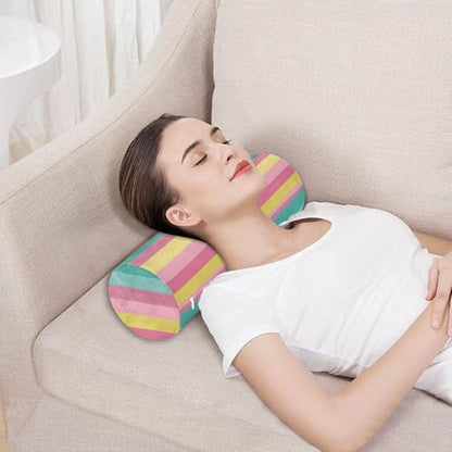 Bolster Pillow Neck Pillow Round Soft Health Memory Foam Pillows Long Cylindrical Body Pillow with Removable Cover Cute Back Yoga Colorful Stripes01 Pattern 17" x 5.5" - color: Colorful Stripes01 Pattern