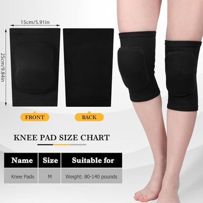 Eurzom 3 Pairs Dance Knee Pads Women Non-Slip - color: Black