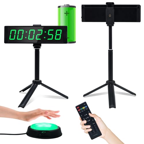 YZ Gym Timer Clock for Home Gym, Fitness Timer with Stopwatch, Large Digital Stopwatch Countdown Clock, 12/24H Digital Wall Clock, with Stand - style: Rechargeable (with stand)