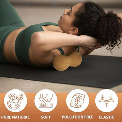 2 in 1 Premium Cork Balance Board with Peanut Massage Ball, Foot Strengthener Kit for Stability Training, Natural Cork Foot Balance Trainer, Non Slip Surface for Home Gym Travel Workout, Exercise Equipment