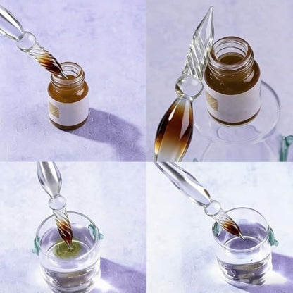 Glass Dip Pen Set,Calligraphy Pen,Crystal Signature Pen for Art, Writing, Signatures -Decoration and Business Gift