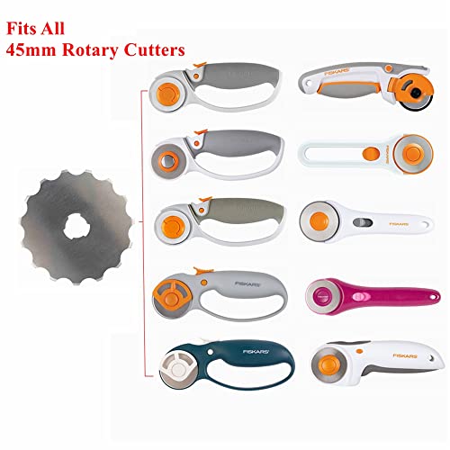 Rotary Cutter Blades Fits Olfa,Fiskars,DAFA by JOMOSART,45mm Blades Rotary Cutter for Quilting Scrapbooking Sewing Arts Crafts,Truecut Replacement for Quilting Fabric,Paper etc