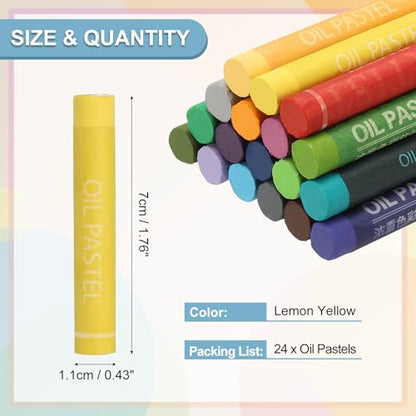 PATIKIL Lemon Yellow Oil Pastels, 24Pcs Soft Oil Crayons Creamy Pastels Stick Art Supplies for Art Painting Drawing Blending Graffiti for Drawing Beginners Artists - color: Lemon Yellow
