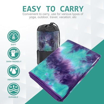 Eunzel 2 Pack Hot Yoga Towel with Grip Dot, Non Slip Yoga Mat Towe Sweat Absorbent Towel for Hot Yoga,Bikram, Pilates and Fitness 72" x 24", Purple & Pink/Green & Purple - color: Pink & Blue/Green & Purple