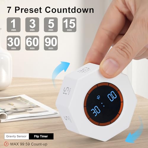 Rechargeable Pomodoro Timer, Small Gravity Timer (Pearl White) - color: Pearl White