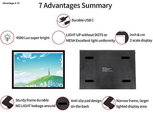 WELZK A3 Light Board with Side Buttons,16.6×12.6 Inch Light Pad | Side Button Design, 9 Levels + Stepless Dimming, 5000 Lux, No Shadow, for Diamond Painting Tracing Weeding Vinyl, Diamond Art - style: A3 1-Color