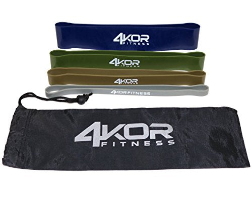 4KOR Fitness Resistance Loop Band Set, Perfect for Crossfit, Yoga, Physical Therapy, and Booty Building - color: 4 Extra Thick Bands