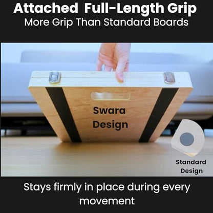 Swara 17″ Wide Wooden Slant Board for Calf Stretching & Squats, Foldable | Adjustable Calf Stretcher with Thicker Base, Foldable Wide Slant Board, Exercise Guide, Free Muscle Roller and 400lb Capacity - size: 14x17 Inch