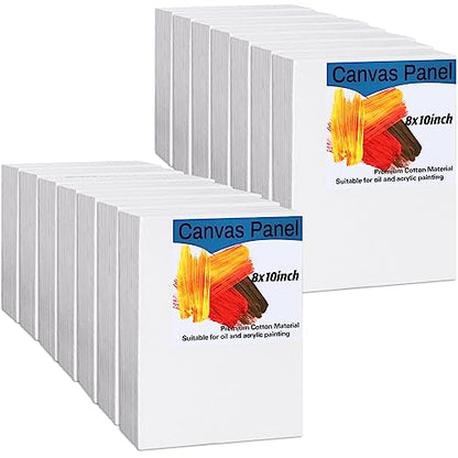 100 Pack Bulk Painting Canvas Panels, Classroom Value Pack Art Canvas, Small Canvases for Classroom Students, Painting Hobby Painters Using (8 x 10 Inch)