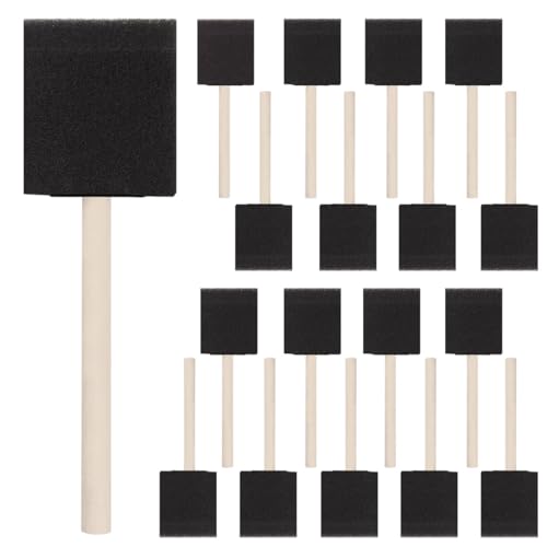 18 Pcs Foam Paint Brushes, 2 Inch Sponge Paint Brush, Wood Handle Sponge Foam Brush for Painting, Staining, Varnish, Craft, Touch Up - size: 18 Packs 2 inch
