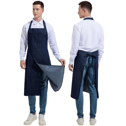 Pottery Apron Split Leg,100% Cotton Artist Apron 3 Pockets for Women Men,Ceramics Clay - color: Denim, size: 39" long