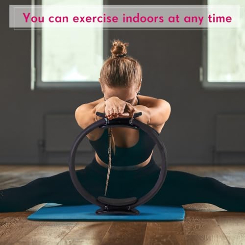 Syhood Pilates Ring 11. 81 Inch Pilates Circle Yoga Ring Magic Lightweight Flexible Workout Equipment for Fitness Physical Therapy Resistance Exercise Arms Legs - color: Black
