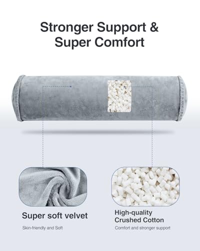 Luxtude Inflatable Neck Roll Pillow for Sleeping, Travel Neck Pillow - color: Grey-3.9" H