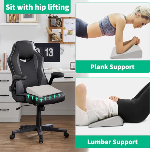 BUYUE Wedge Cushion for Butt Lift Women, Hard-Firm EVA Foam for Lift HIPS Up Fitness Training, Plank Position Mat, Non-Slip Chair Seat Pad, 15.7"x 12.5", Light Gray - color: Light Gray