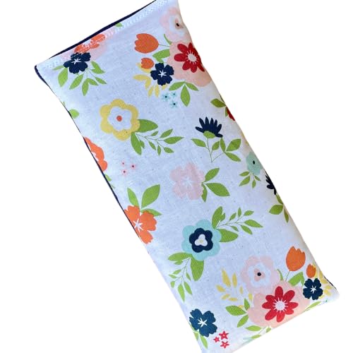 Yoga Eye Pillow, Lavender Microwave Heating Pad Hot & Cold Pack Eye Pillow Aromatherapy Gift, Microwavable, Scented or Unscented, 9" x 4" (White Floral, Lavender & Chamomile) - color: White Floral