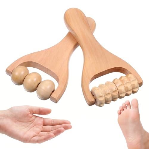 2pcs Massage Roller,Foot Roller,Wooden Massage Roller,Wood Therapy Massage Tools,Wooden Rollers For Massage,Natural Wood,Break Down Muscle Tightness,For Leg Thigh Arm Body Muscle Tissue Pain Relief
