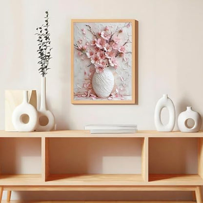 Shouruihua Diamond Painting Kits, Pink Cherry Blossoms Diamond Art Kits | Flower Gem Art, Diamond Dotz Kits, Floral Diamond Dots, Full Round Drill Diamond Painting Kits for Adults, 11.8x15.7in - color: Pink Cherry Blossoms