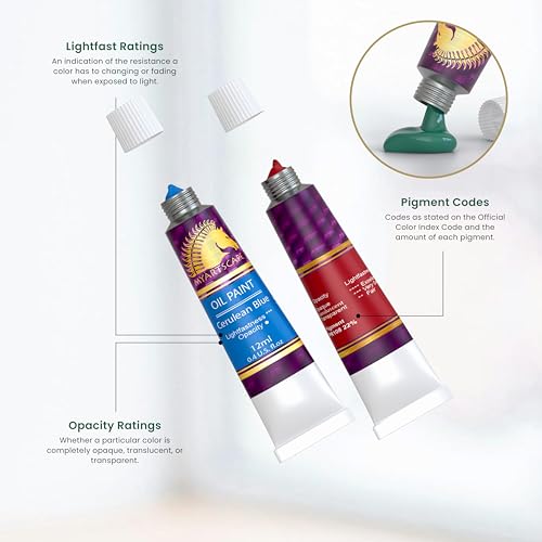 MyArtscape Oil Paint Set - 24 x 12ml Artist Oil Paints | Rich pigment oil paints for canvas painting with smooth blending layering glazing and glossy finish