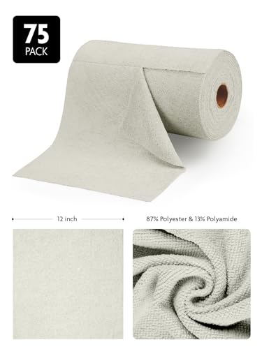 Fantasticlean Microfiber Cleaning Cloth Roll- 75 Sheets, 12"x12" (CoolGrey) - color: Cool Grey, size: 75 pack