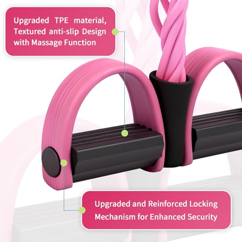 Multifunction Tension Rope, 6-Tube Elastic Yoga Pedal Puller Resistance Band, Natural Latex Tension Rope Fitness Equipment, for Abdomen/Waist/Arm/Leg Stretching Slimming Training - color: Pink