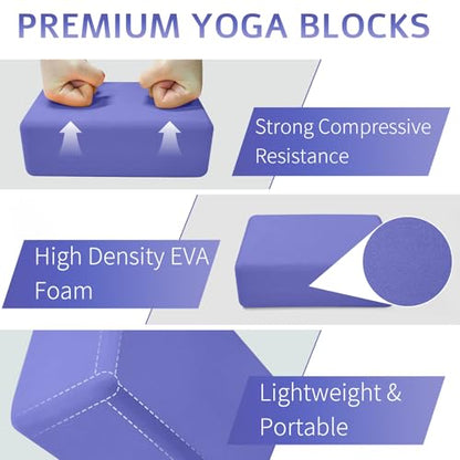 2 Pack Yoga Blocks, Lightweight 3x6x9in Yoga Bricks - color: 2PACK-Purple