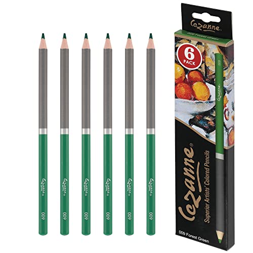 Cezanne Creative Mark Premium Colored Pencils Forest Green 6 Pack - Highly-Pigmented Drawing Pencils - Coloring Pencils for Drawing, Blending, Coloring, and More - color: Forest Green, size: 6 Count (Pack of 1)