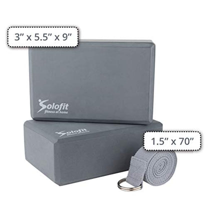 Yoga Blocks (2) with 6ft Yoga Strap – High Density EVA Foam Blocks for Stretching, Balance, Pilates, Dancers, Flexibility – Improve Strength, Aid Flexibility & Support Deepen Poses