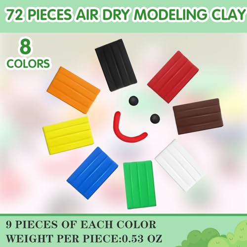 WinnerWhy 72 Pcs Air Dry Clay Bulk 38oz Air Dry Modeling Clay Soft DIY Ultra Light Modeling Clays Magic Foam Crafts for Sculpting Kids Gifts Party School Supplies for Crafts Artisti(Bright Color) - color: Bright Color