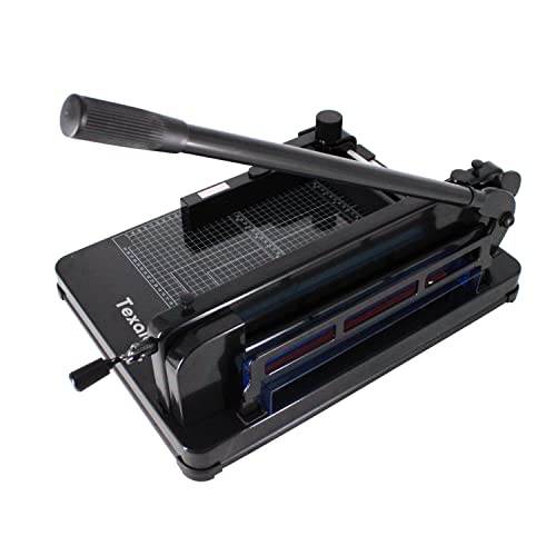 Heavy Duty Guillotine Paper Cutter - 400 Sheets Capacity, A4 12" Stack Paper Trimmer, Steel Base, Black - size: A4-12'' PAPER CUTTER