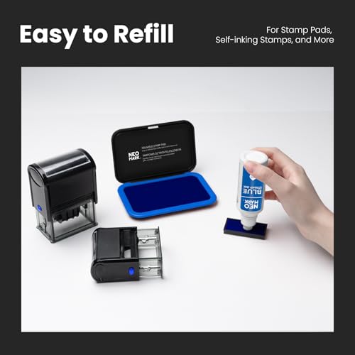 Premium Stamp Ink, Quick-Drying & AP-Certified Non-Toxic Refill Ink for Self-Inking Stamps, Date Stamps and Stamp Pads (Blue, 2oz) (Pack of 2) - color: Blue, size: 2 fl oz (Pack of 2)