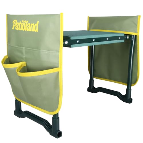 Garden Kneeler and Seat, Gardening Workseat with 2 Tool Bags - color: Green-modle B