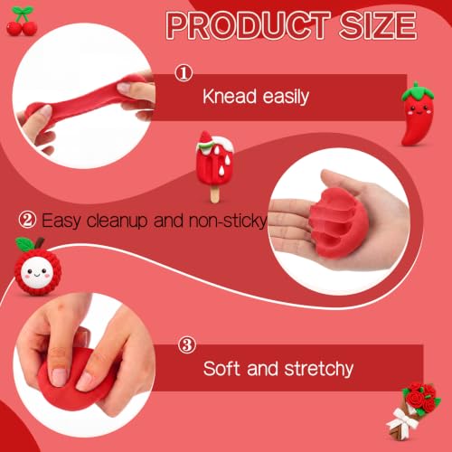 VioraWhite 48 Pcs Air Dry Clay Bulk 1.6lb Modeling Clay Kit,Red | Soft & Stretchable, Magic Foam for Kids, DIY Molding, Arts & Crafts, Boys Girls Party Favors, Cosplay Sculpting Supplies - color: Red