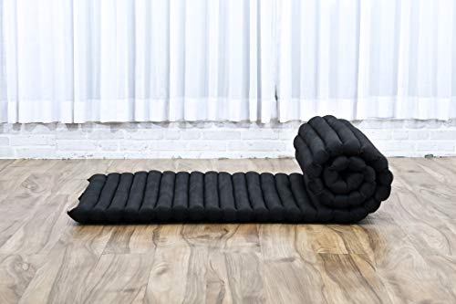 Leewadee Thai Roll Mat 75 x 28 inches Kapok Firm - color: Cl02 - Black, size: M: 75x28"