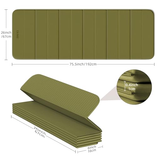 LVME Foldable Yoga Mat, Extra Thick 10mm, 76"x26"Extra Long - color: Sage Green