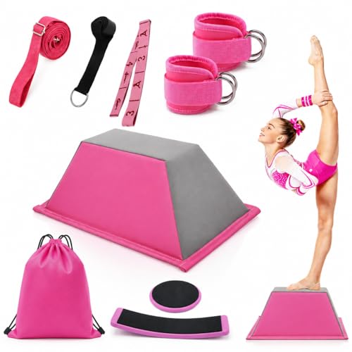 9Pcs Cheerleading Flyer Training Set, PU Non-Slip Flyer Stand with Rotating Board & Ankle Straps, Lightweight Cheer Stunt Equipment for Balance, Core Strength & Flexibility Training