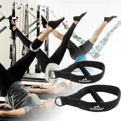 Pilates Double Loop Straps for Pilates Reformer, Fitness Metal D Ring Straps Handle, Pilate Accessories Yoga Wristbands Exercise Straps for Gym Home Workout 2PCS