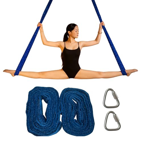 PRIOR FITNESS Aerial Loops Set,SGS Certified,9ft Yoga Straps Trapeze 2pcs - color: Glitter Blue