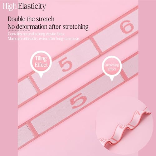 Multi-Loop Stretch Band - Yoga, Pilates, Ballet, and Physical Therapy Stretching Strap for Flexibility, Leg Stretching, and Exercise - Durable Stretching Equipment - color: Pink+Blue (8 Loops)